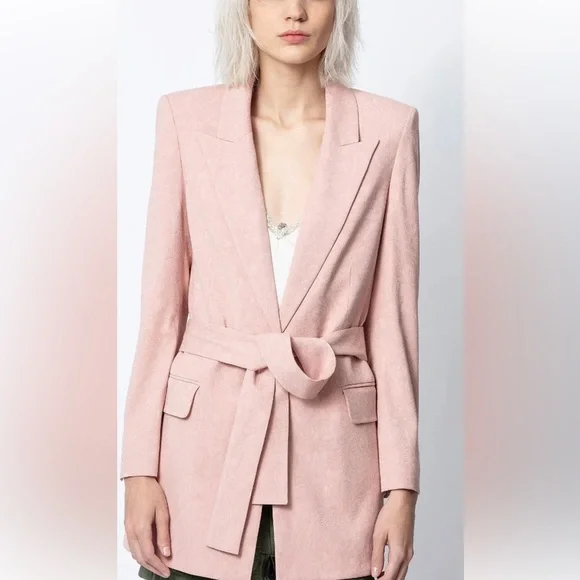 NEW NWT ZADIG & VOLTAIRE Vita Jac Mandala Jacket blush blazer size Large - Picture 5 of 9